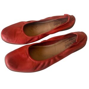 Josef Seibel Flats Red Leather Women's Fenja Ballet Flat Comfort Shoes Size 39
